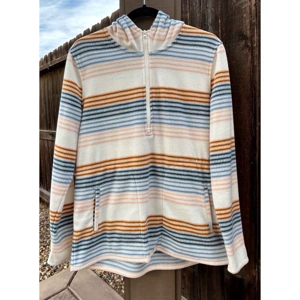 O'Neill Womens Medium Striped Fleece Hoodie 1/2 Zip Pullover Coastal Surf
